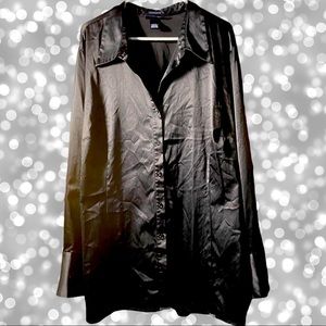 VENEZIA | 26/28 | Vintage Stretch Satin Button Down Dress Shirt